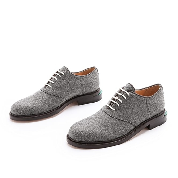 BAND OF OUTSIDERS GRAY FELTED WOOL OXFORD LOAFERS - Picture 1 of 13